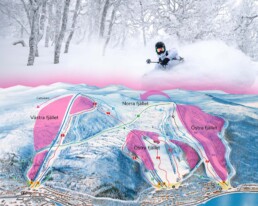 Tärnaby Pistkarta Laxfjället Offpist Skidåkare Friåkning Lössnö Pow webb